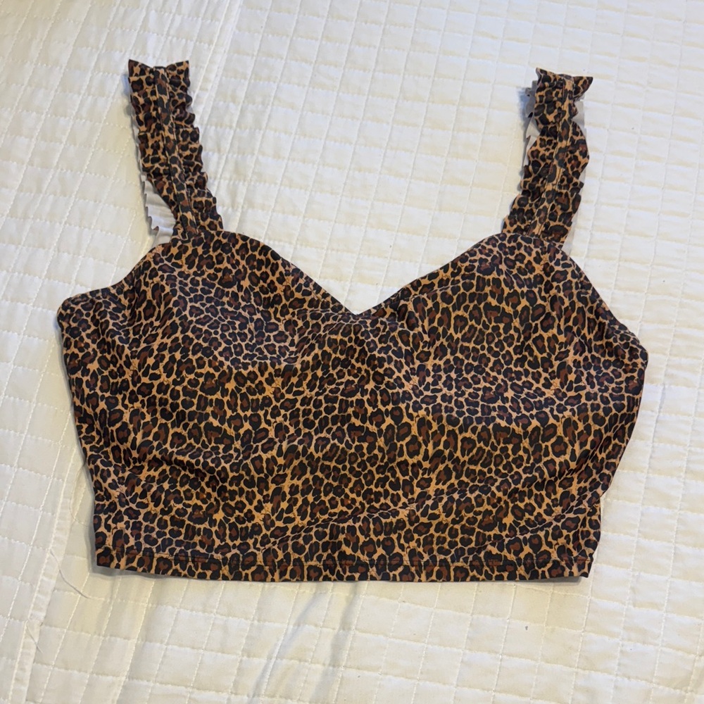 Kortni Jeane Leopard Print Crop swim top XL   C25
